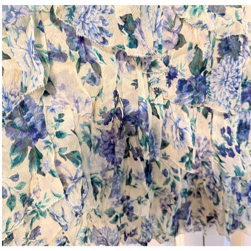 Zimmermann 0 /UK 8/US 4 Moncur Floral Silk chiffon Midi Skirt $995 Ruffle NWT - Picture 5 of 13